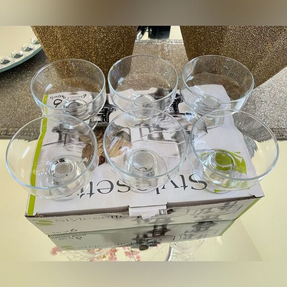 NEW Stylesetter Set of 6 Footed Glass Dessert Bowls. - Picture 5 of 6
